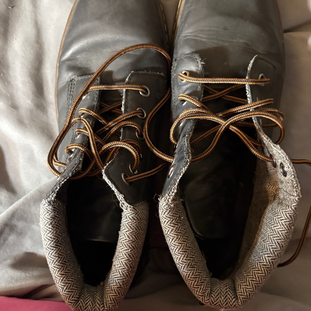 Dr. Martens Charcoal Ankle Boots with Brown Laces
